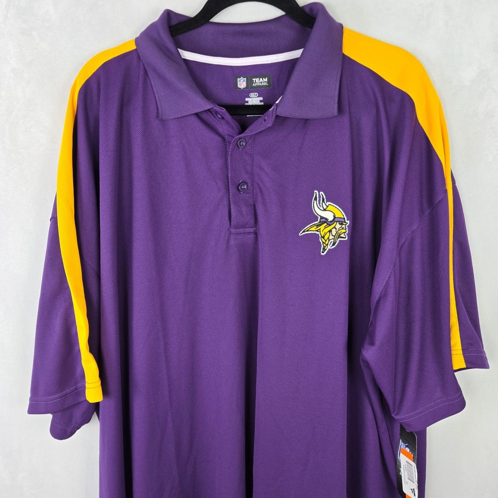 NFL Team Apparel Minnesota Vikings Mens 4XLT Purple Gold Polo Shirt New Big Tall